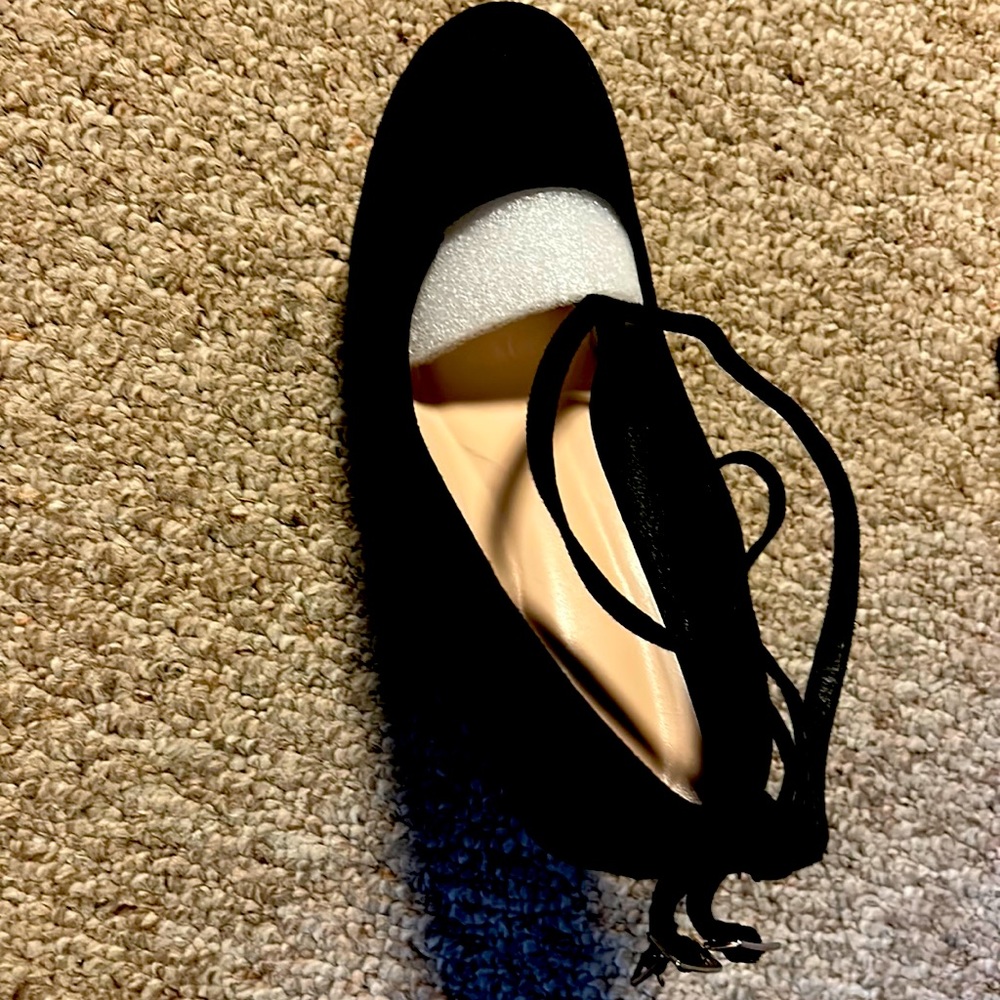 Faux Suede Ankle Strap Court Wedges-black size 8/40